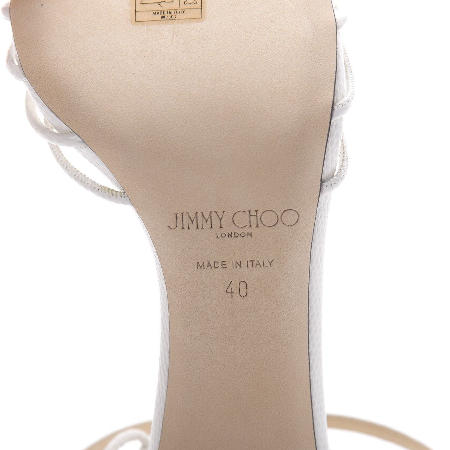 Jimmy Choo Lizard Embossed Calfskin Lovella 85 Sandals 40 Latte 7 of 8