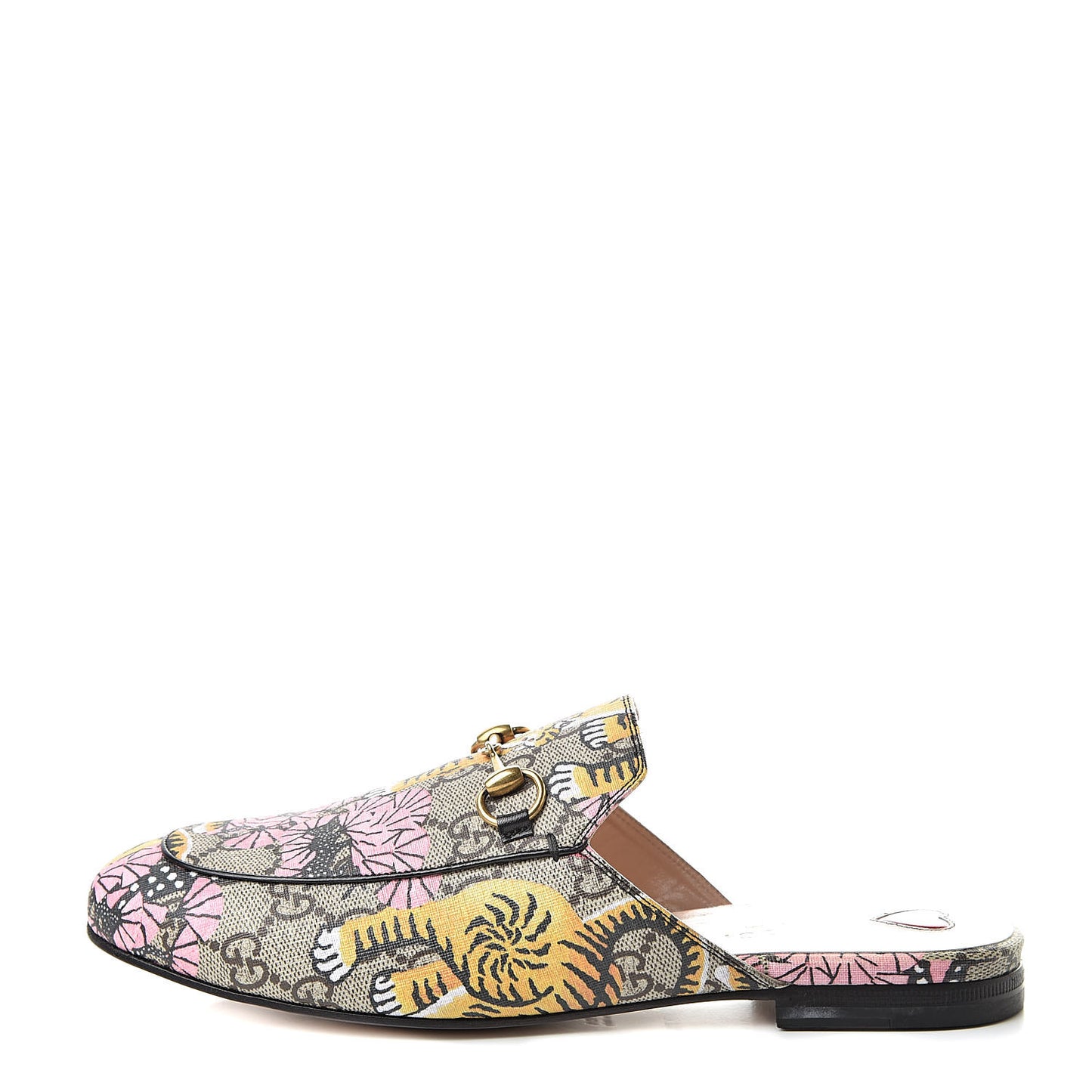 GG Supreme Monogram Bengal Womens Princetown Slippers 37.5 Beige Crop Pink