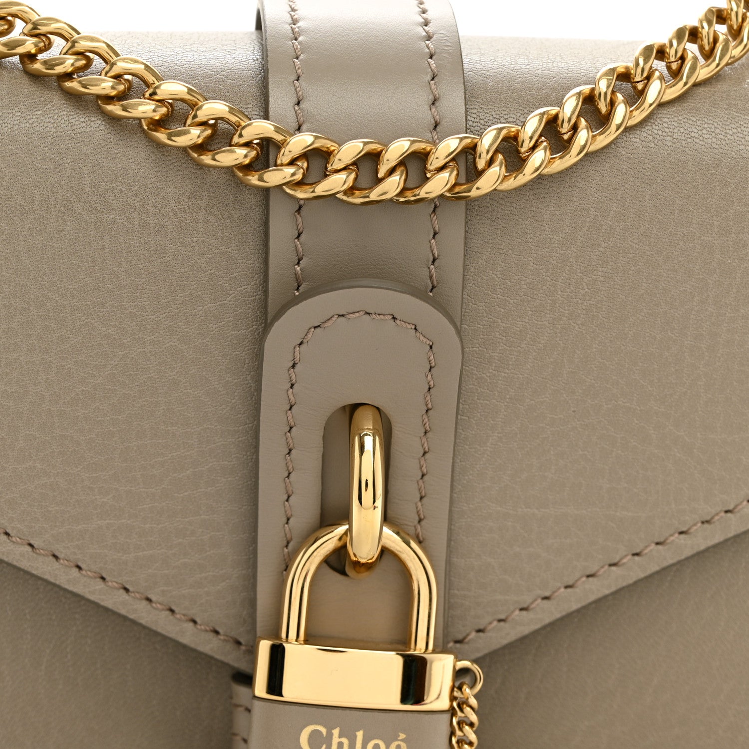 Chloe Shiny Goatskin Calfskin Aby Chain Shoulder Bag Motty Grey 7 of 9
