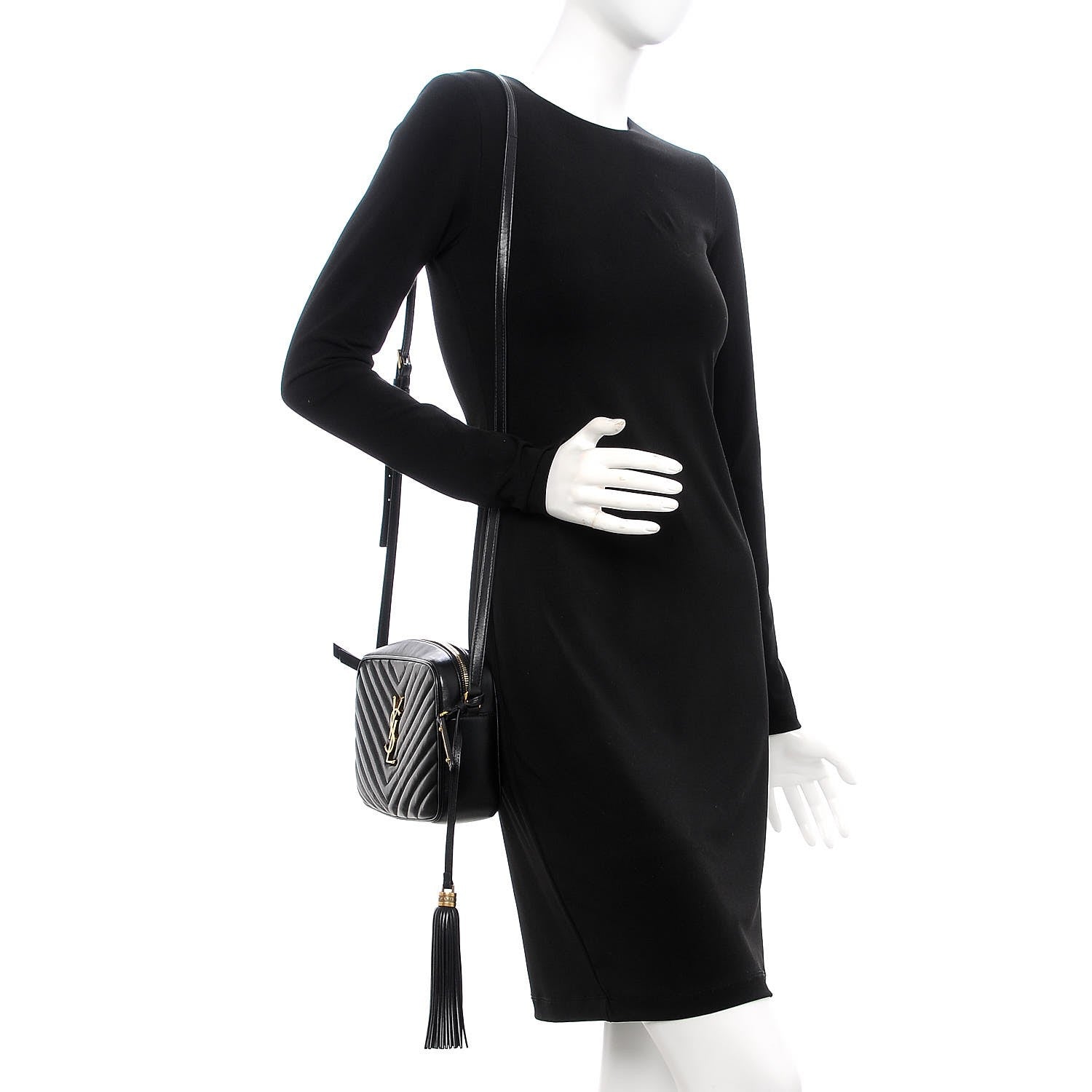 Saint Laurent Calfskin Matelasse Monogram Lou Camera Bag Black 2 of 8