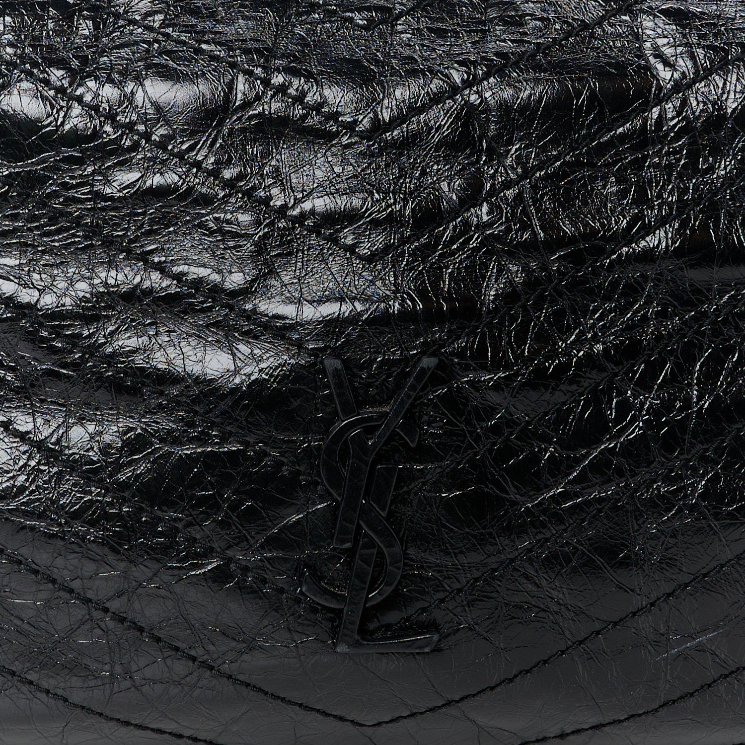 Saint Laurent Crinkled Calfskin Matelasse Monogram Medium Niki Shopper Tote Black 8 of 12