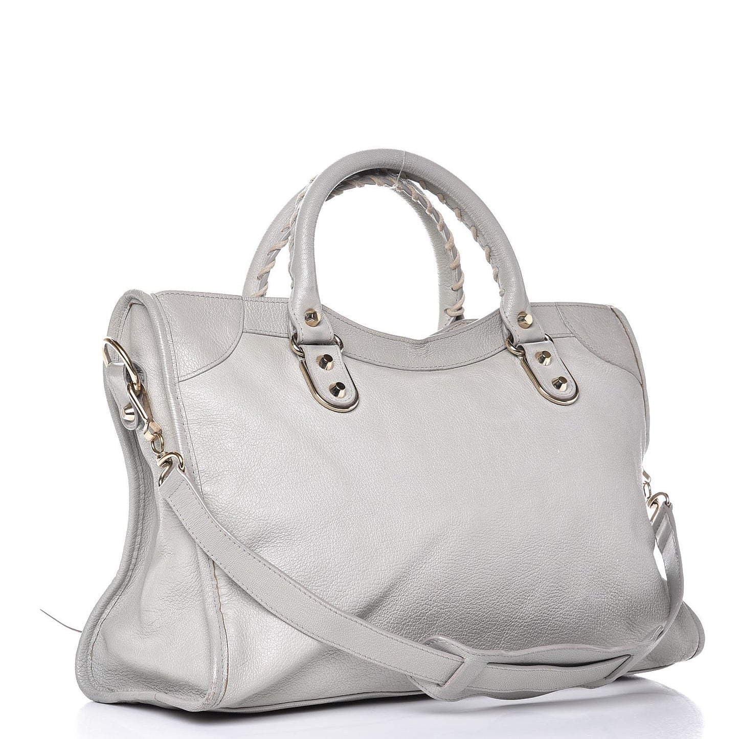 Chevre Gold Metallic Edge Hardware City Gris Perle