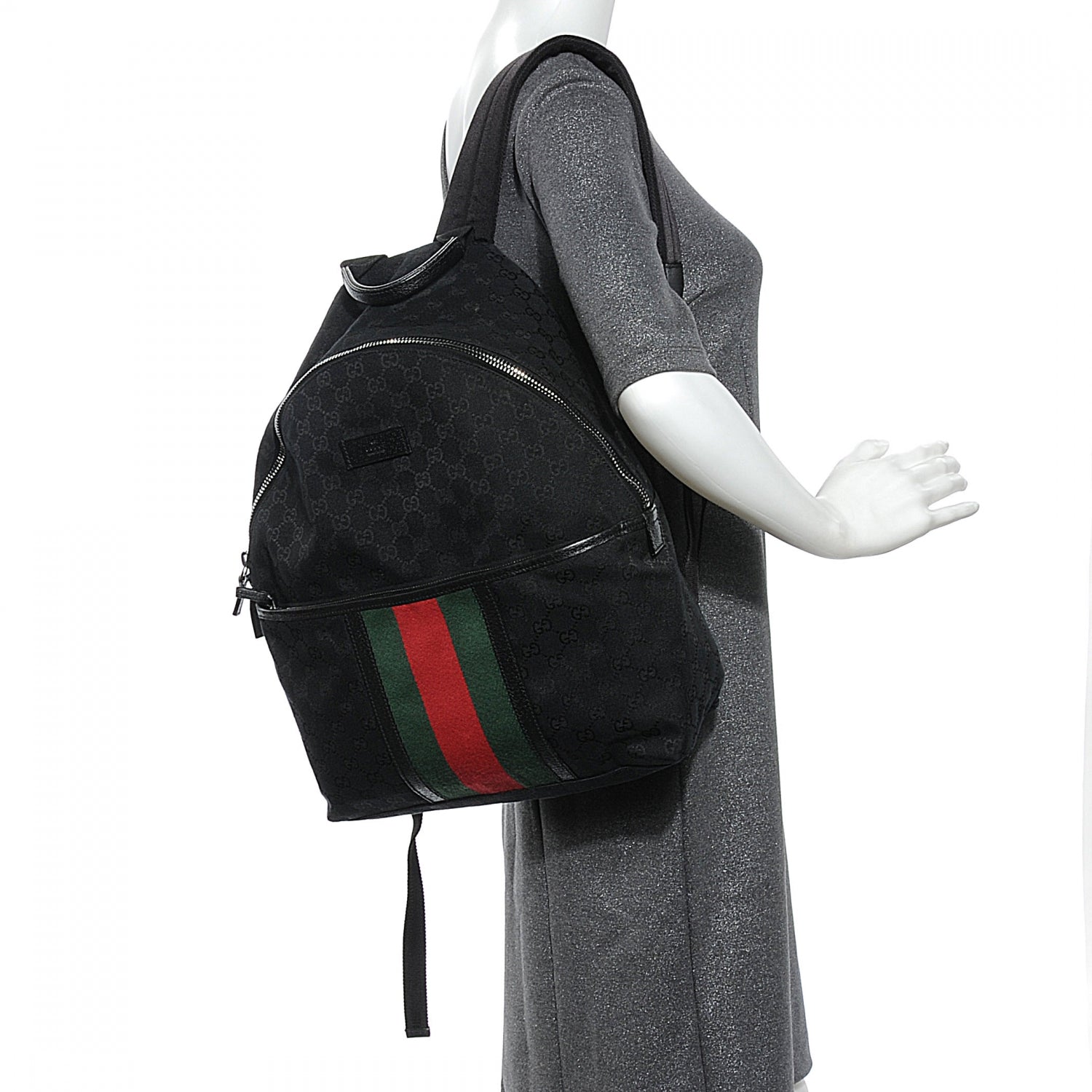 Gucci GG Monogram Web Medium Classic Backpack Black 2 of 8