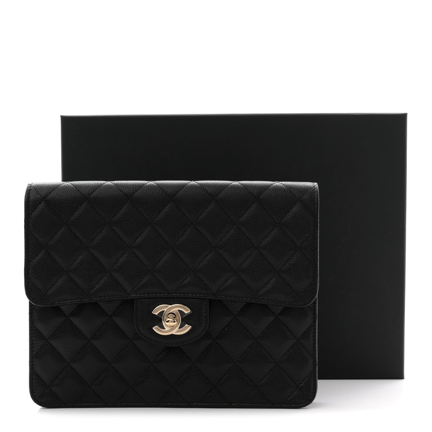 Chanel Caviar Quilted Square Flap Clutch Black 8 of 8