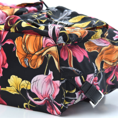 Prada Tessuto Nylon Floral Print Medium Backpack Black 10 of 10