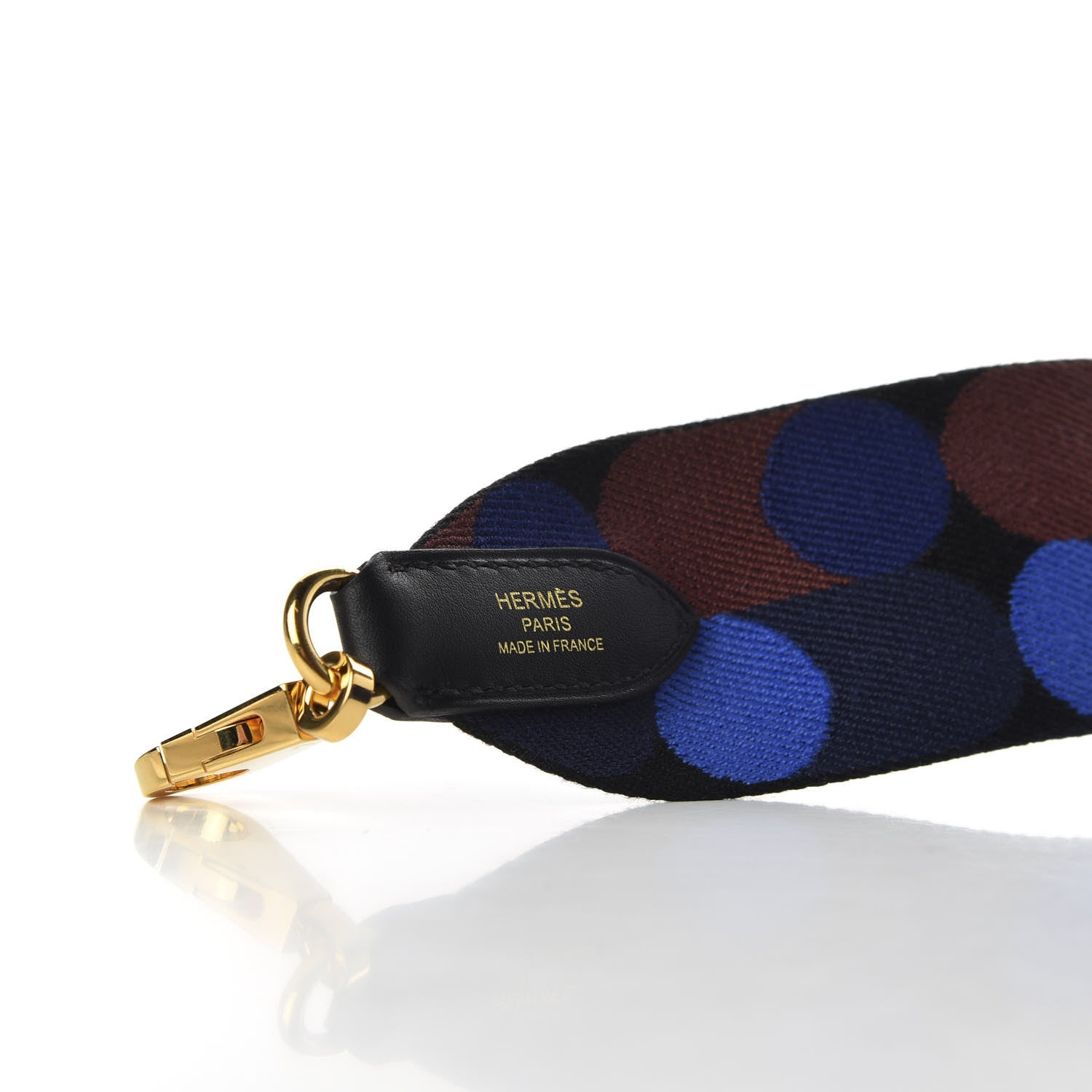 Hermes Toile Swift 50mm Sangle Flipperball Shoulder Strap Black Bleu Saphir 3 of 5