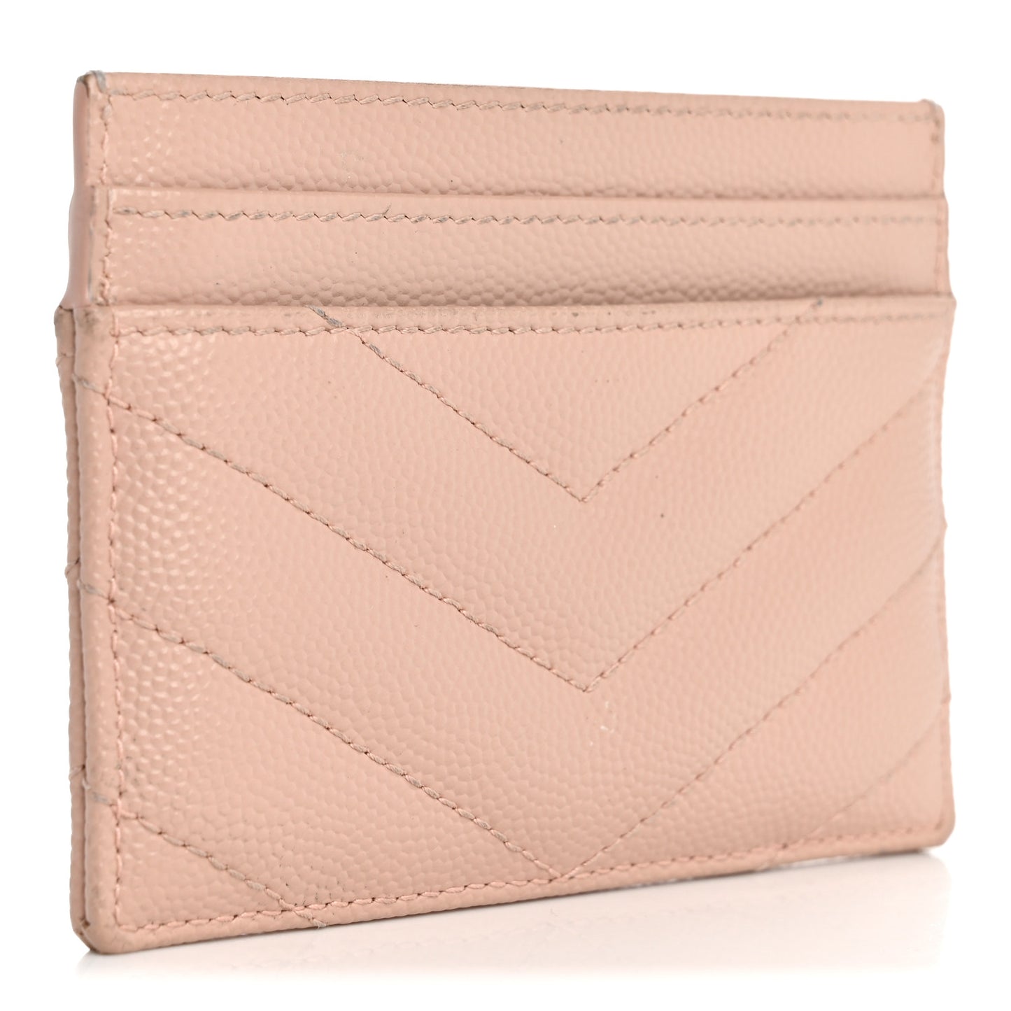 Grain De Poudre Matelasse Chevron Monogram Credit Card Case Pale Pink