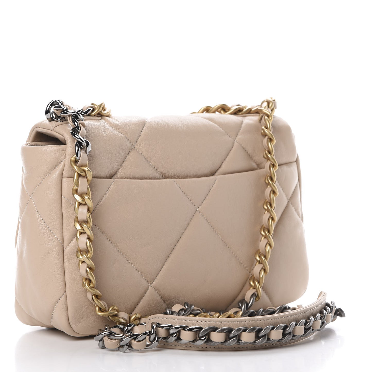 Lambskin Quilted Medium 19 Flap Light Beige