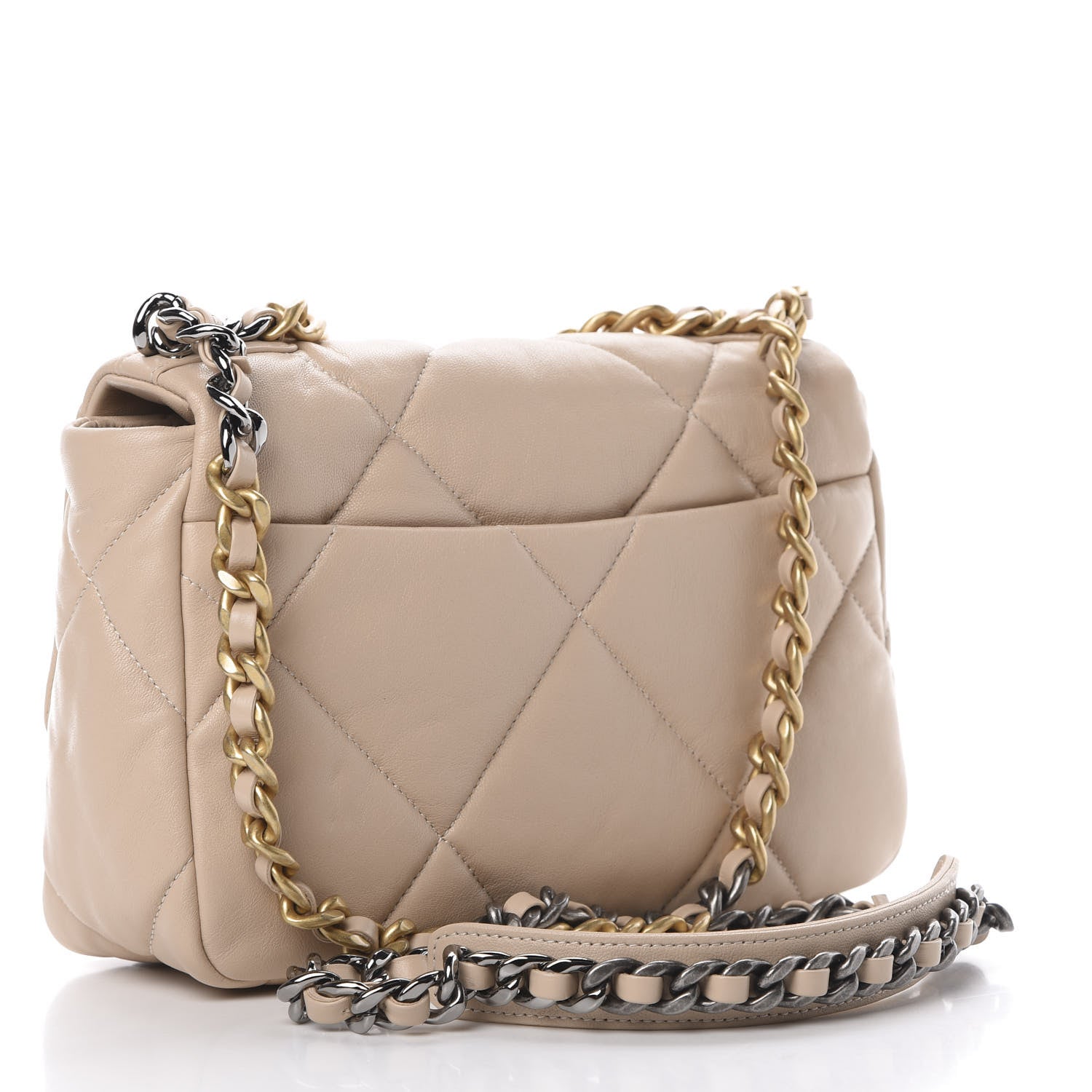 Chanel Lambskin Quilted Medium 19 Flap Light Beige 3 of 13