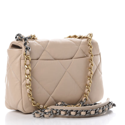 Chanel Lambskin Quilted Medium 19 Flap Light Beige 3 of 13