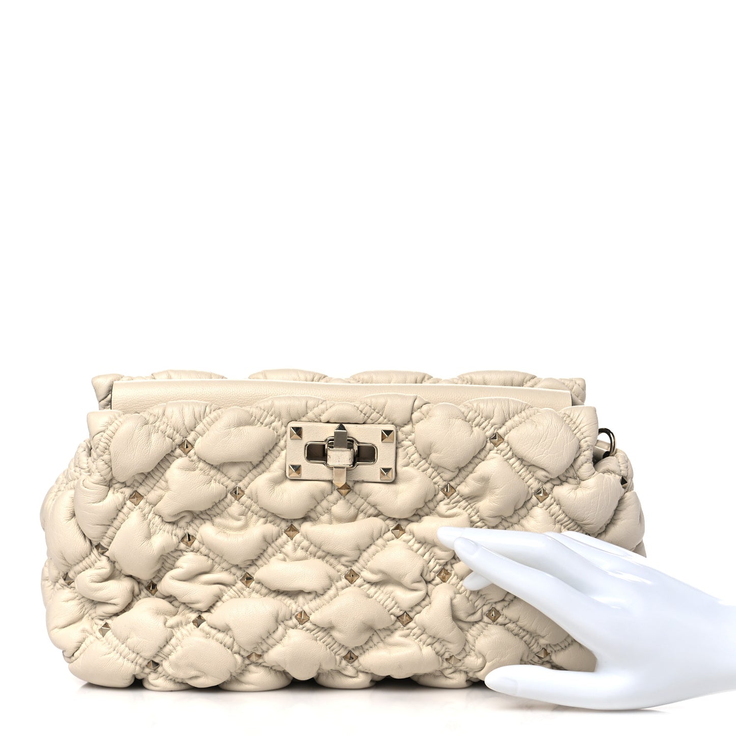 Nappa Spikeme Clutch Ivory