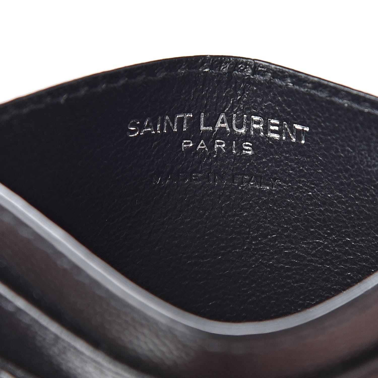 Saint Laurent Grain De Poudre Matelasse Chevron Monogram Credit Card Case Black 6 of 12