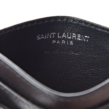 Saint Laurent Grain De Poudre Matelasse Chevron Monogram Credit Card Case Black 6 of 12