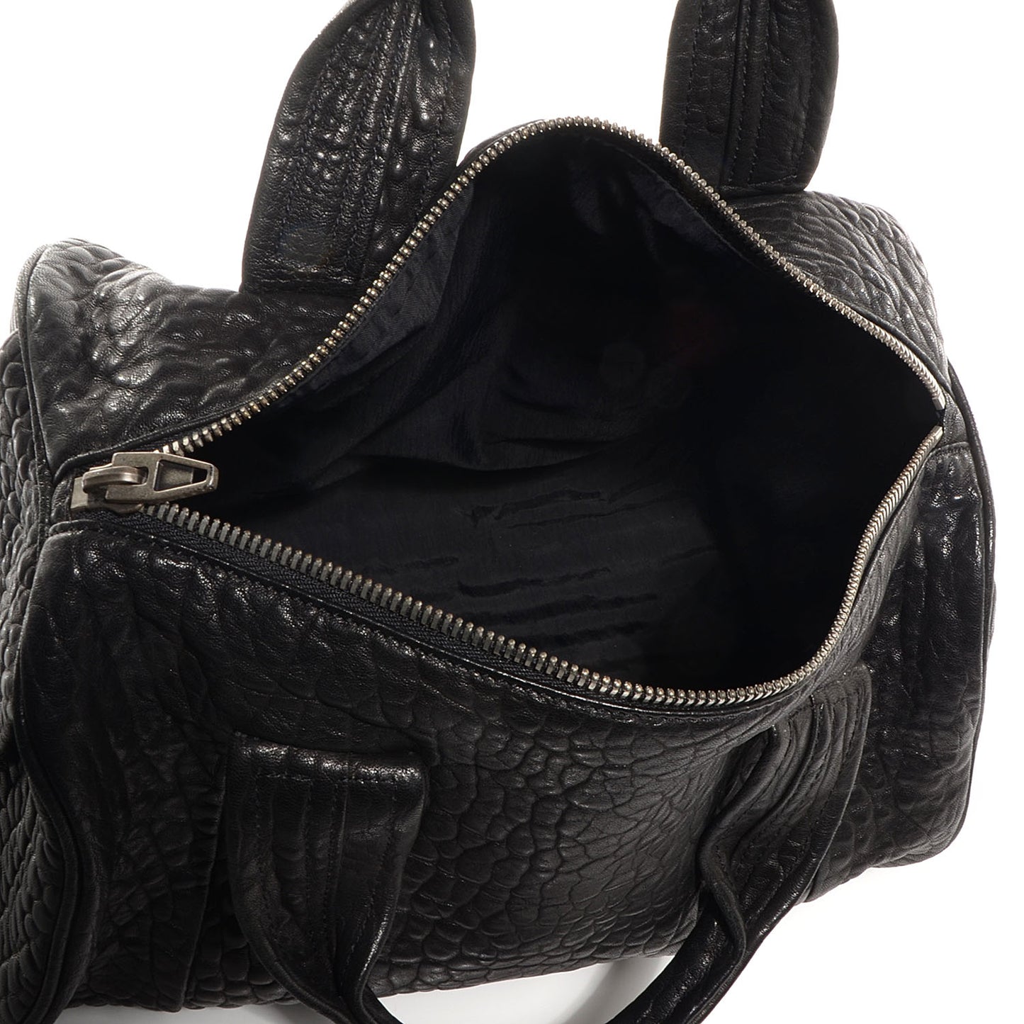 Pebbled Lambskin Rocco Black with Silver Hardware