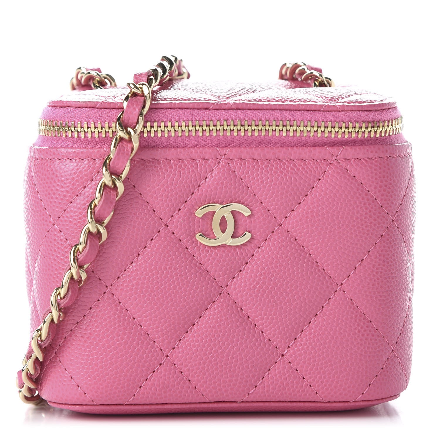 Chanel Caviar Quilted Mini Vanity Case With Chain Pink 1 of 11