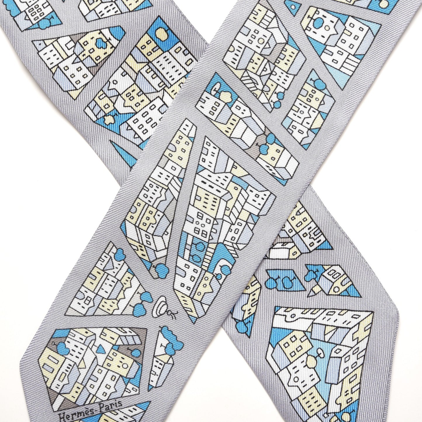 Silk Rire Droite Rive Gauche Twilly Gris Perle Bleu Jaune Pale