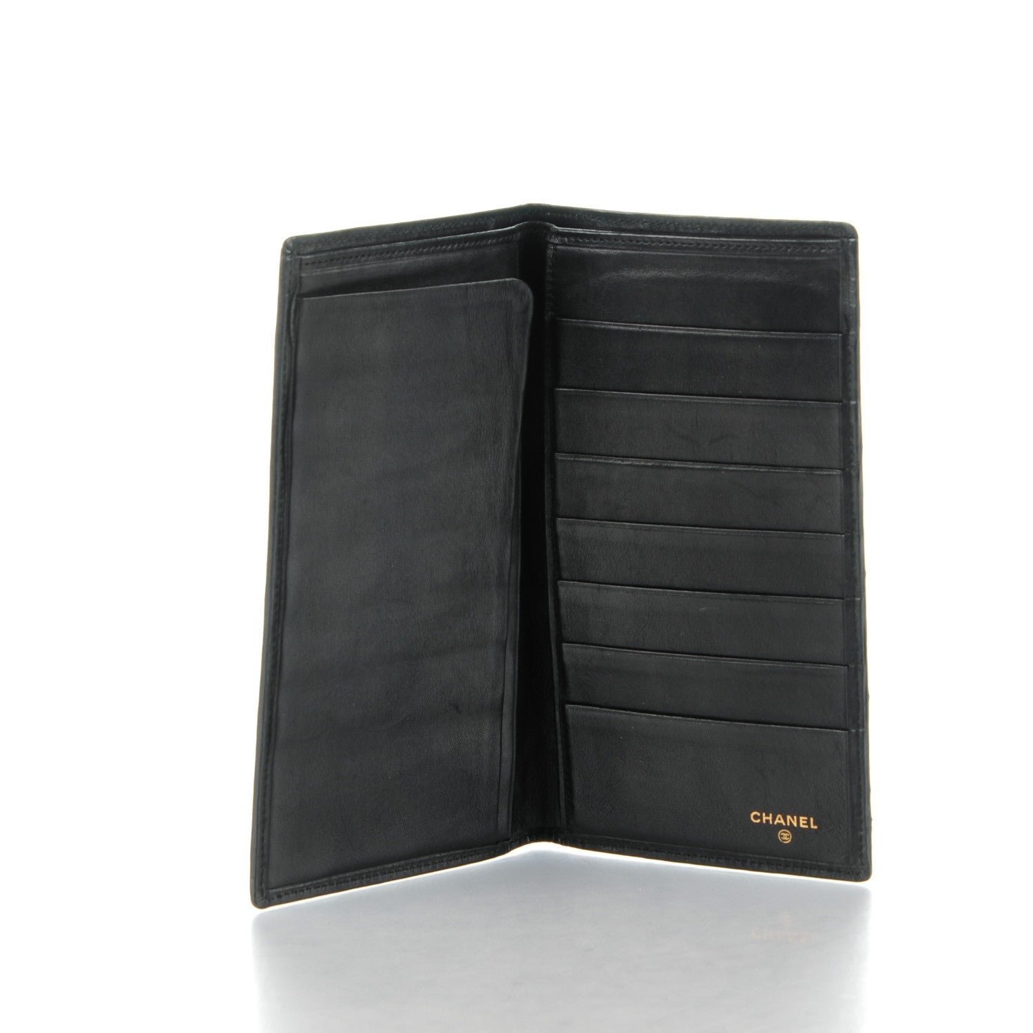 Chanel Lambskin Diamond Stitched Yen Wallet Black 5 of 8