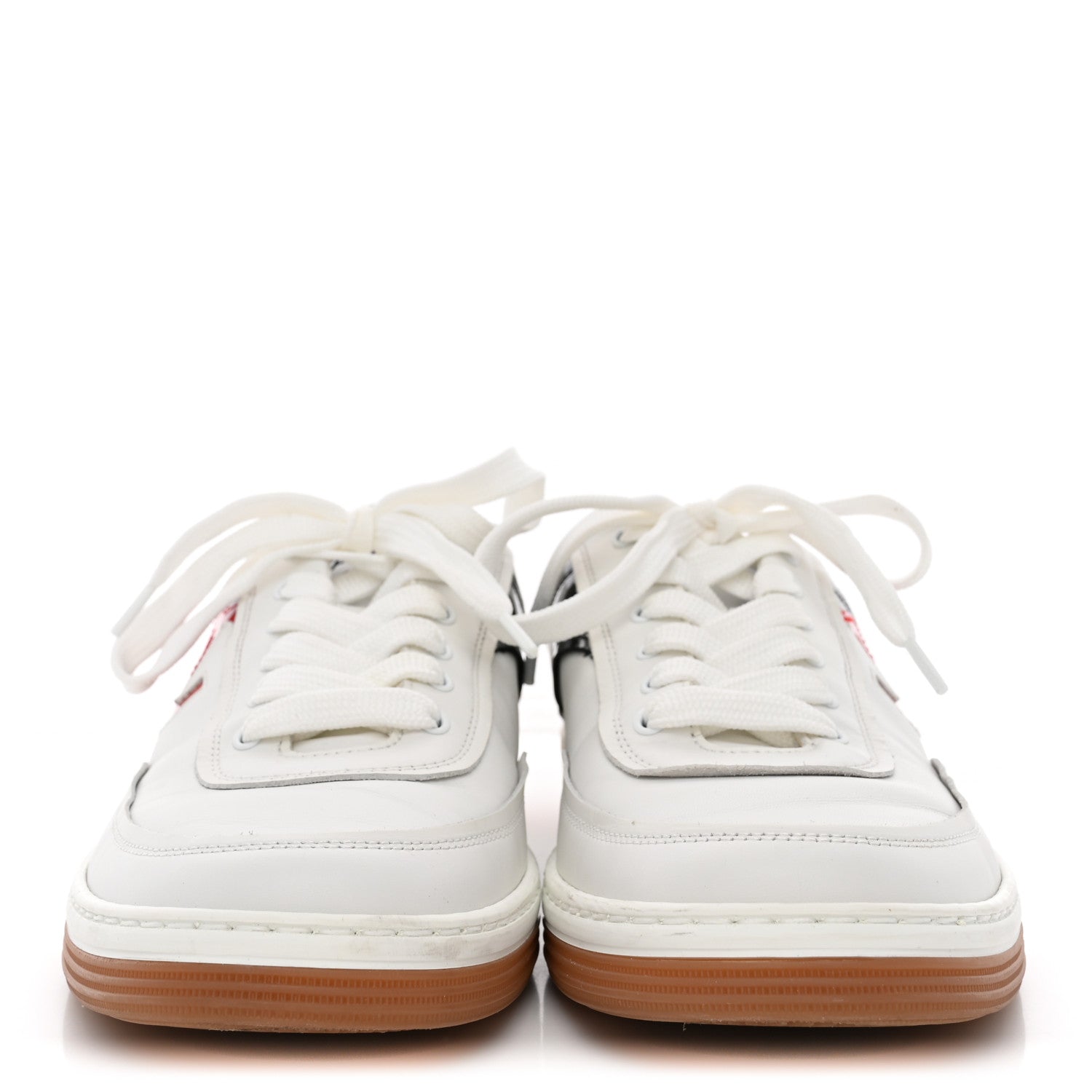 Chanel Calfskin Patent Womens CC Sneakers 38 White Black Red 3 of 9
