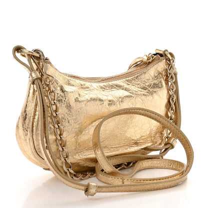 Balenciaga Metallic Arena Agneau Crystal Le Cagole Mini Purse With Chain Light Gold 3 of 11