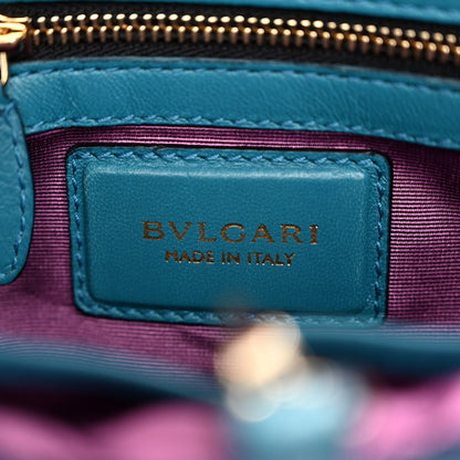 Bulgari Nappa Karung Serpenti Medium Top Handle Tote Blue Green Multicolor 6 of 9