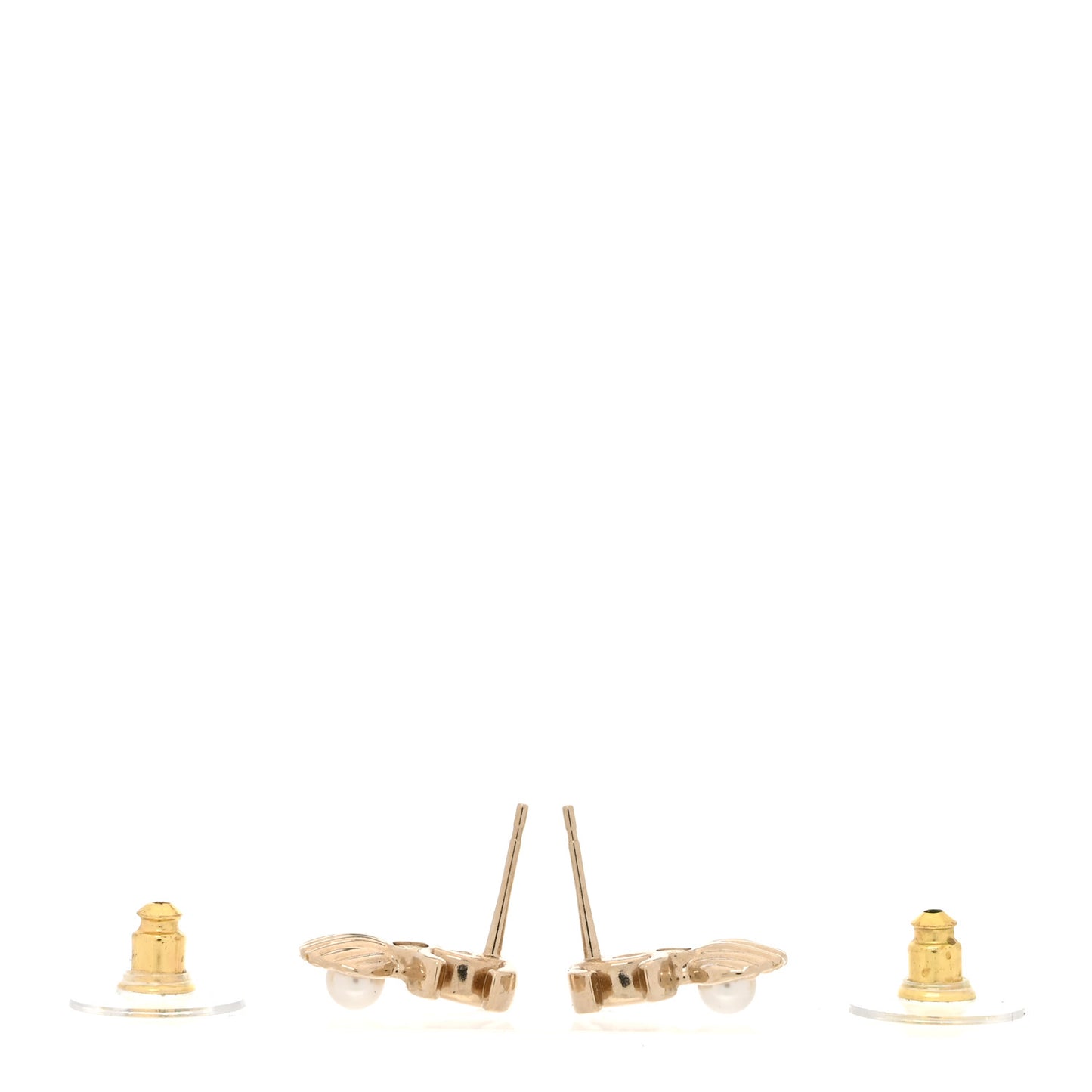 Pearl CC Shell Earrings Gold Pearly White