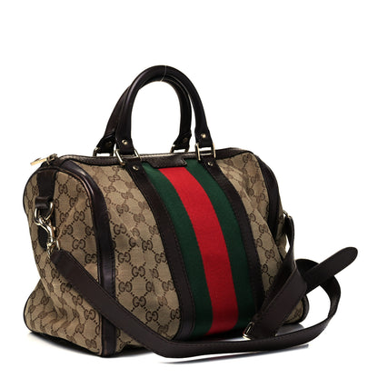 Gucci Monogram Vintage Web Medium Boston Dark Brown 4 of 10