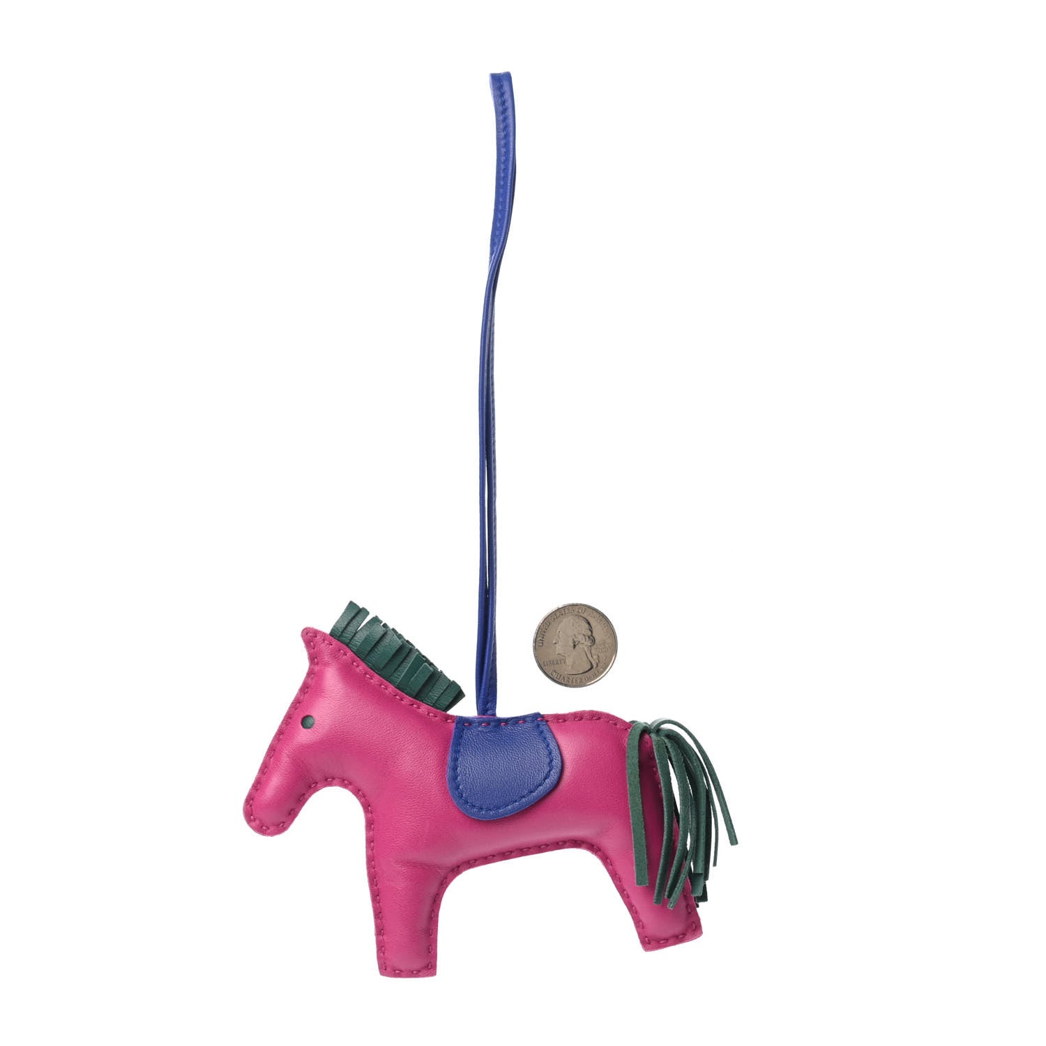Hermes Milo Lambskin Grigri Rodeo Horse Bag Charm MM Rose Pourpre Malachite Bleu Electrique 2 of 4