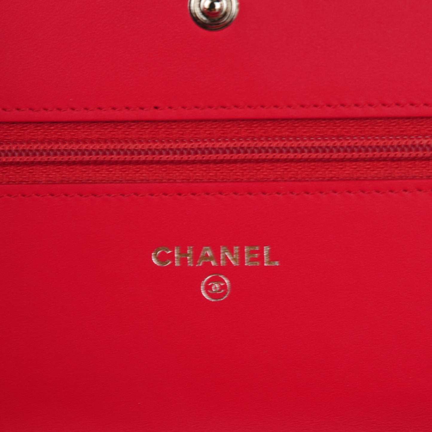 Patent Calfskin Quilted Boy Wallet On Chain WOC Red