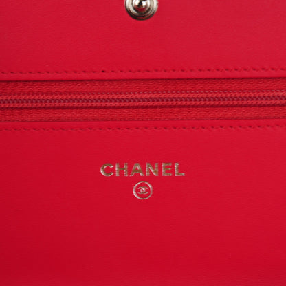 Chanel Patent Calfskin Quilted Boy Wallet On Chain WOC Red 5 of 8