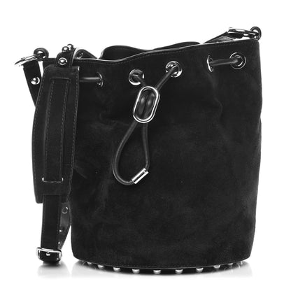 Alexander Wang Suede Studded Alpha Bucket Bag Black 1 of 11