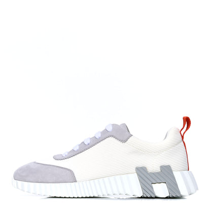 Hermes Technical Canvas Suede Goatskin Bouncing Sneakers 38 White Multicolor 1 of 4