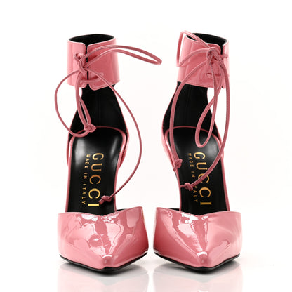 Gucci Vitello Vernice Soft Nappa Priscilla Ankle Cuff Pumps 37 Butterfly Pink 2 of 9