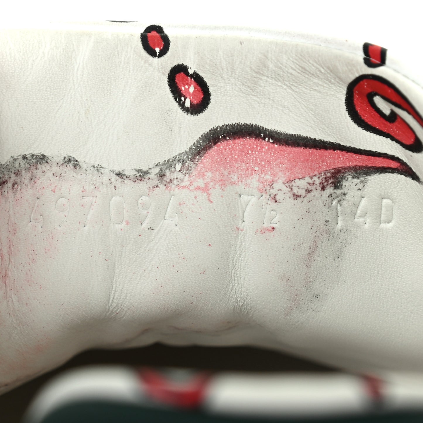 Calfskin GucciGhost Print Mens Ace Sneakers 7.5 White Hibiscus Red