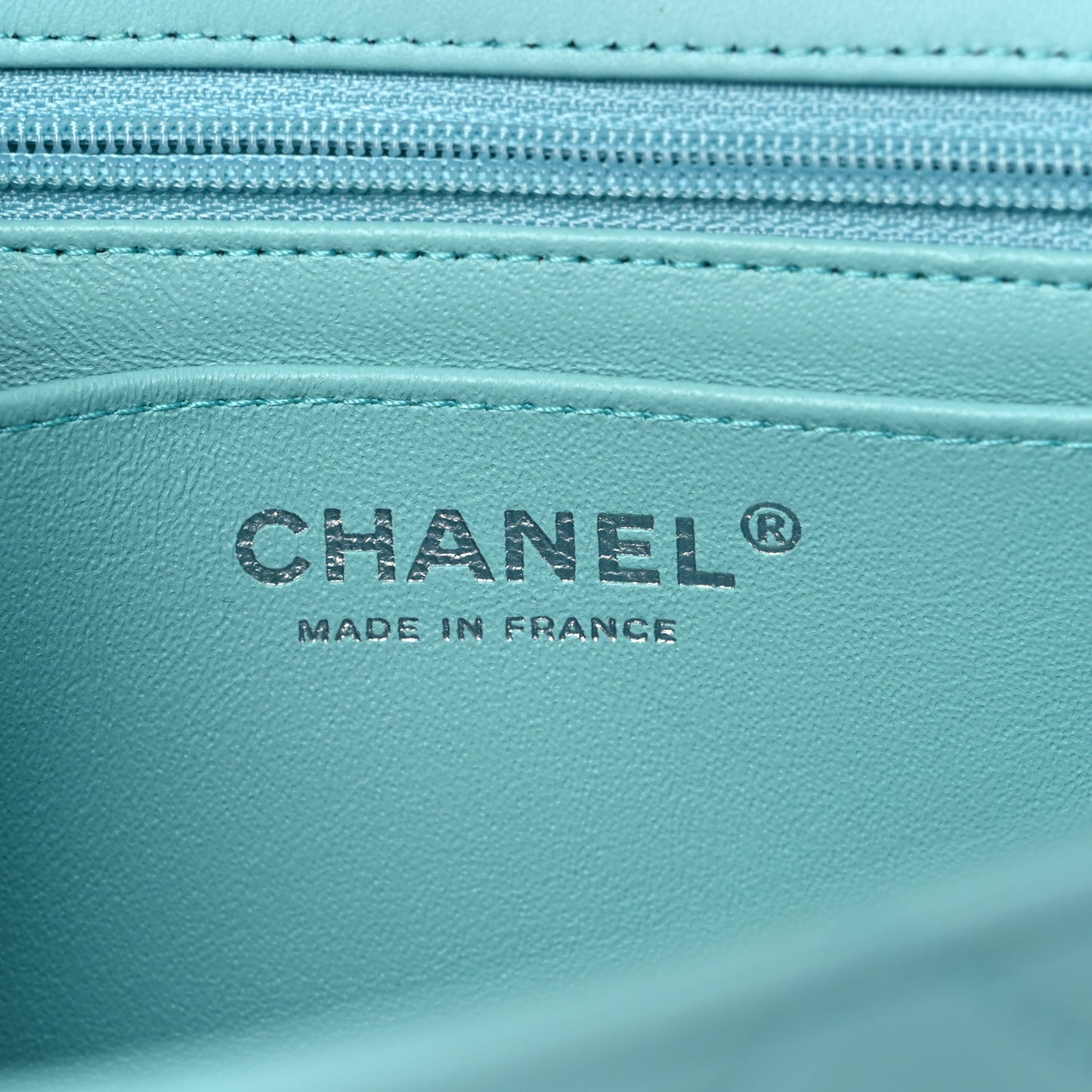 Lambskin Quilted Mini Rectangular Flap Light Blue