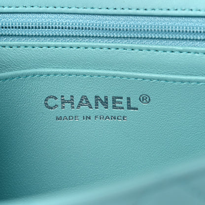 Chanel Lambskin Quilted Mini Rectangular Flap Light Blue 10 of 12