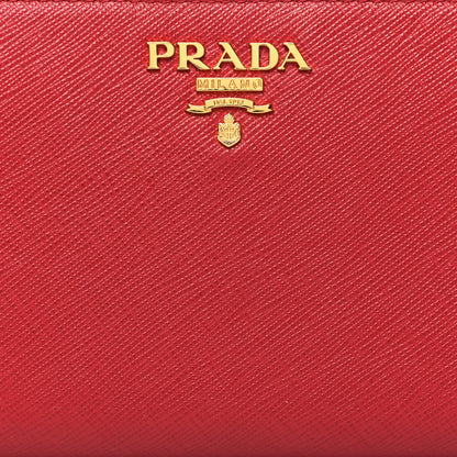 Prada Saffiano Metal Zip Around Wallet Fuoco 7 of 12