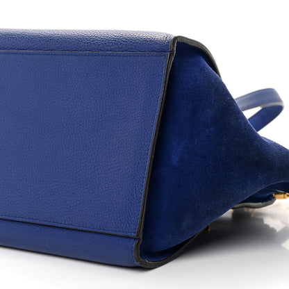 Celine Drummed Calfskin Suede Medium Trapeze Indigo 9 of 19