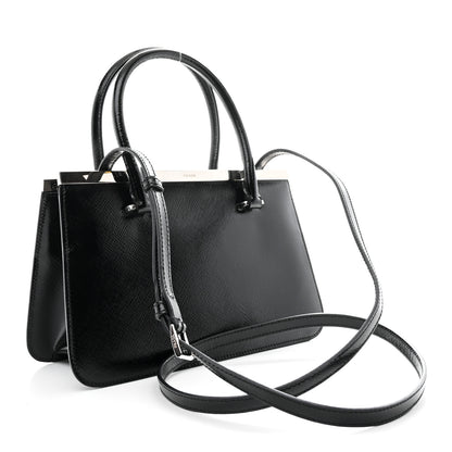 Prada Saffiano Vernice Top Handle Bag Black 3 of 10