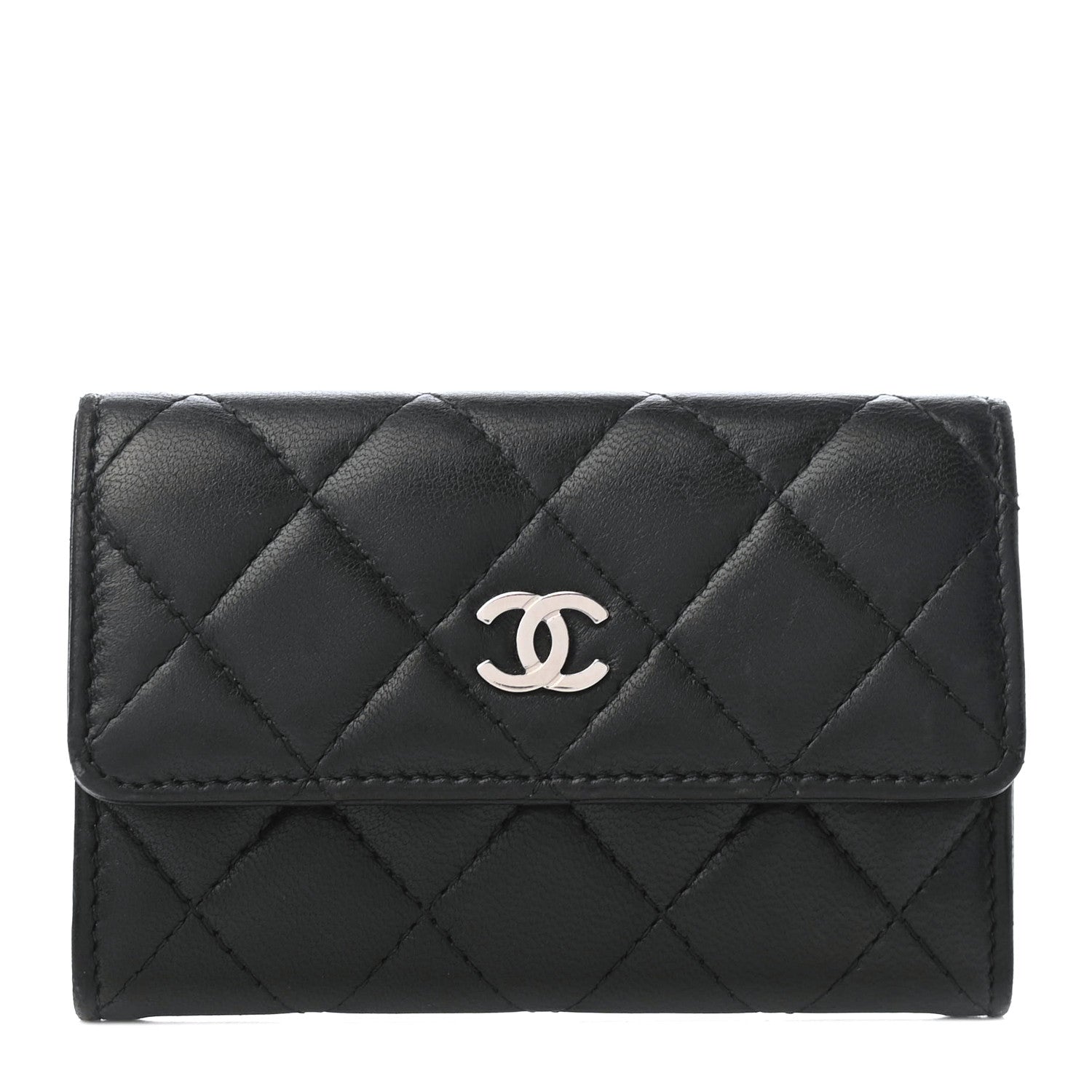 Chanel Lambskin Quilted Flap Card Holder Black 1 of 8