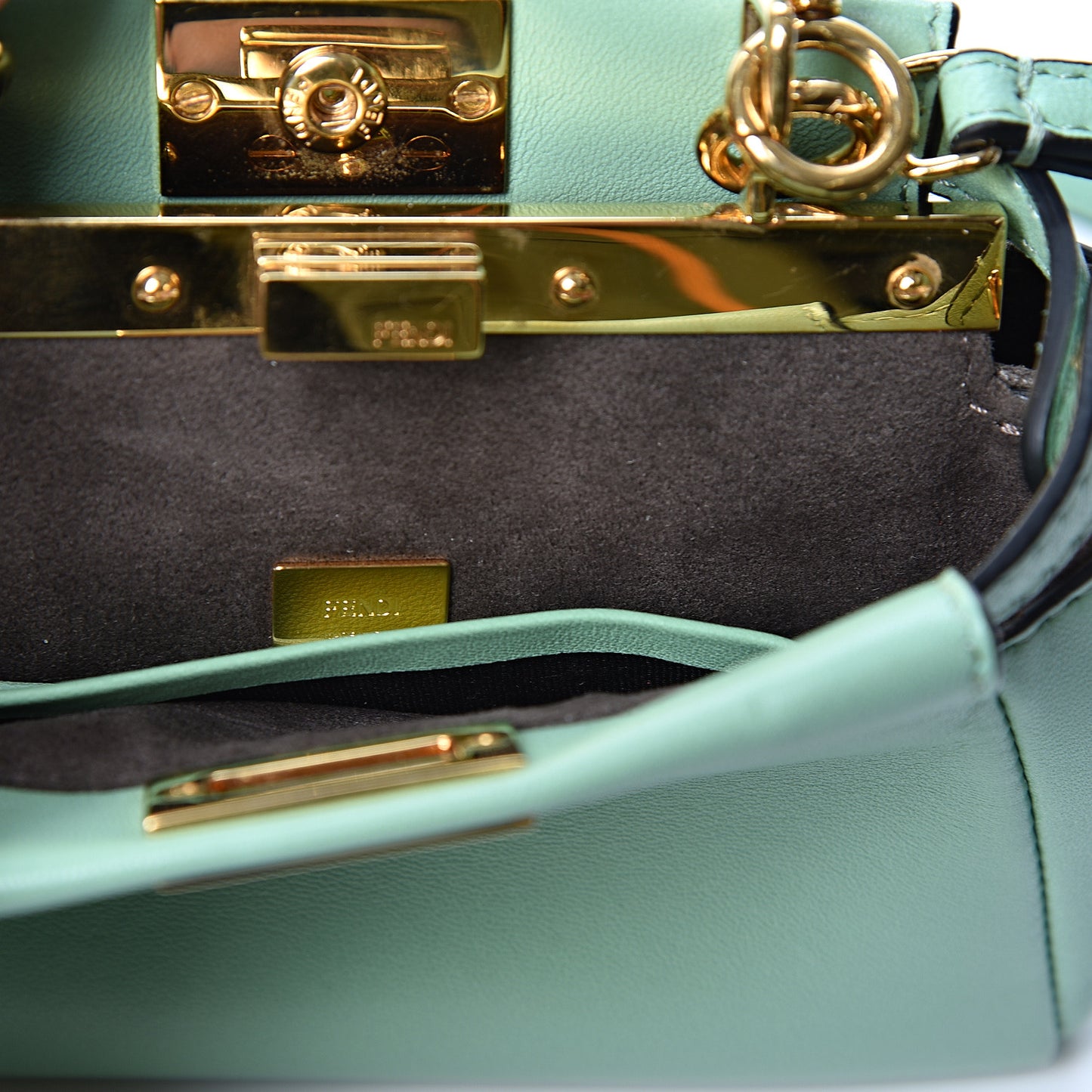 Shiny Nappa Micro Peekaboo Iconic Satchel Verde Acqua