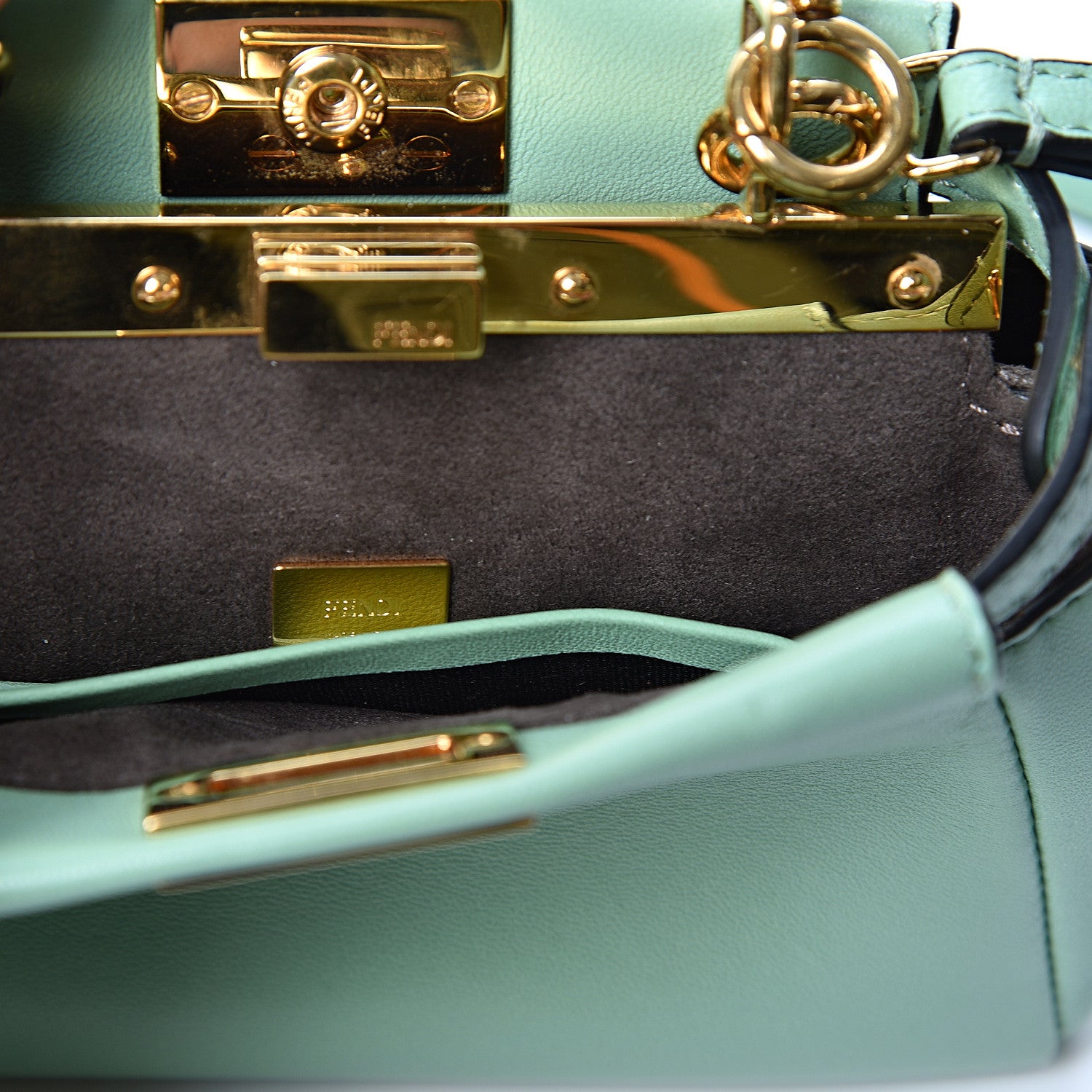 Fendi Shiny Nappa Micro Peekaboo Iconic Satchel Verde Acqua 6 of 11