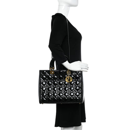 Christian Dior Patent Cannage Large Lady Dior Black 2 of 9