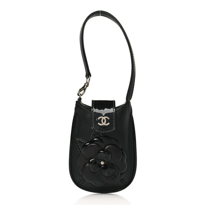 Chanel Lambskin Patent Calfskin Camellia Phone Case Black 1 of 8
