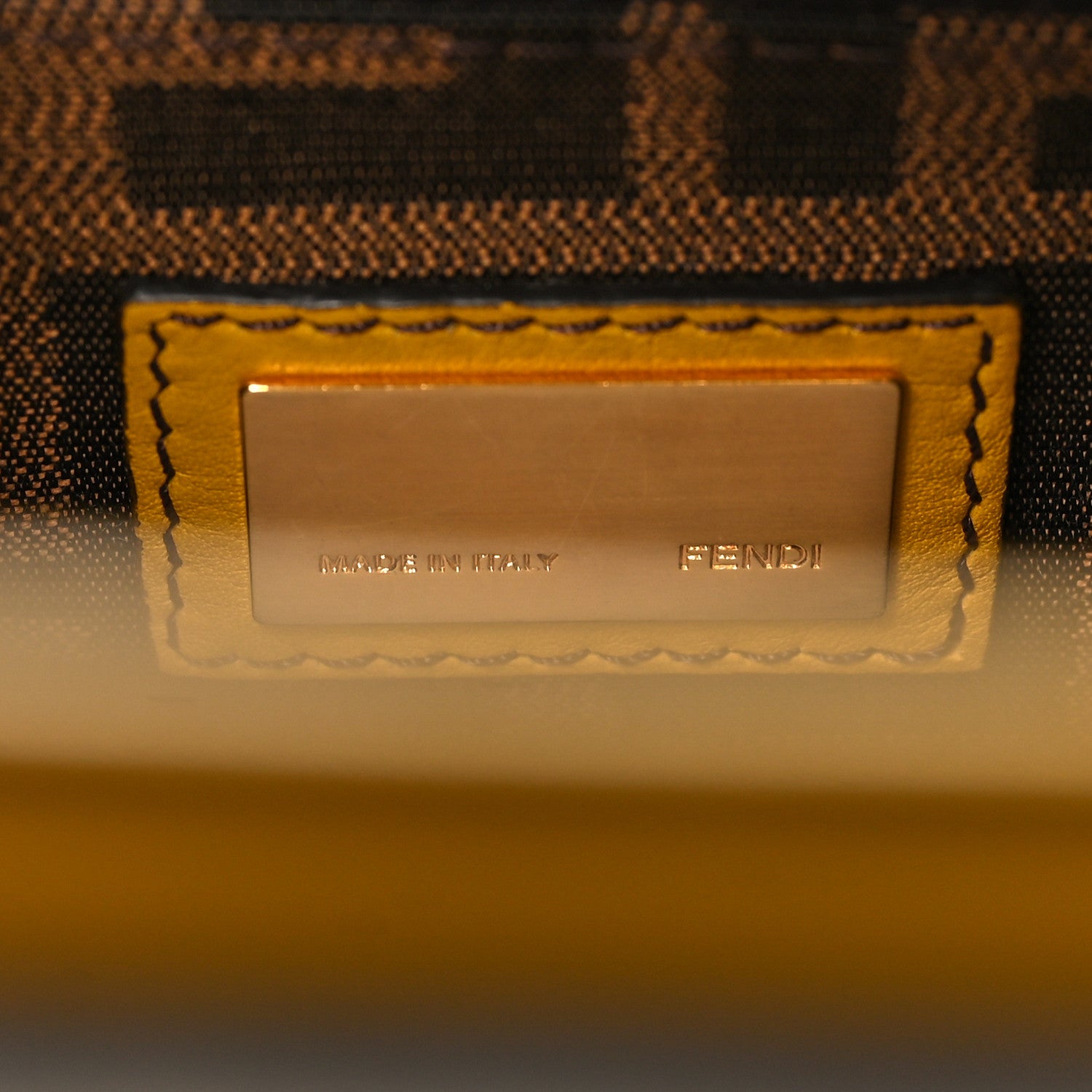 Fendi Vitello Zucca Large Peekaboo Iconic Satchel Yellow Tobacco 7 of 10