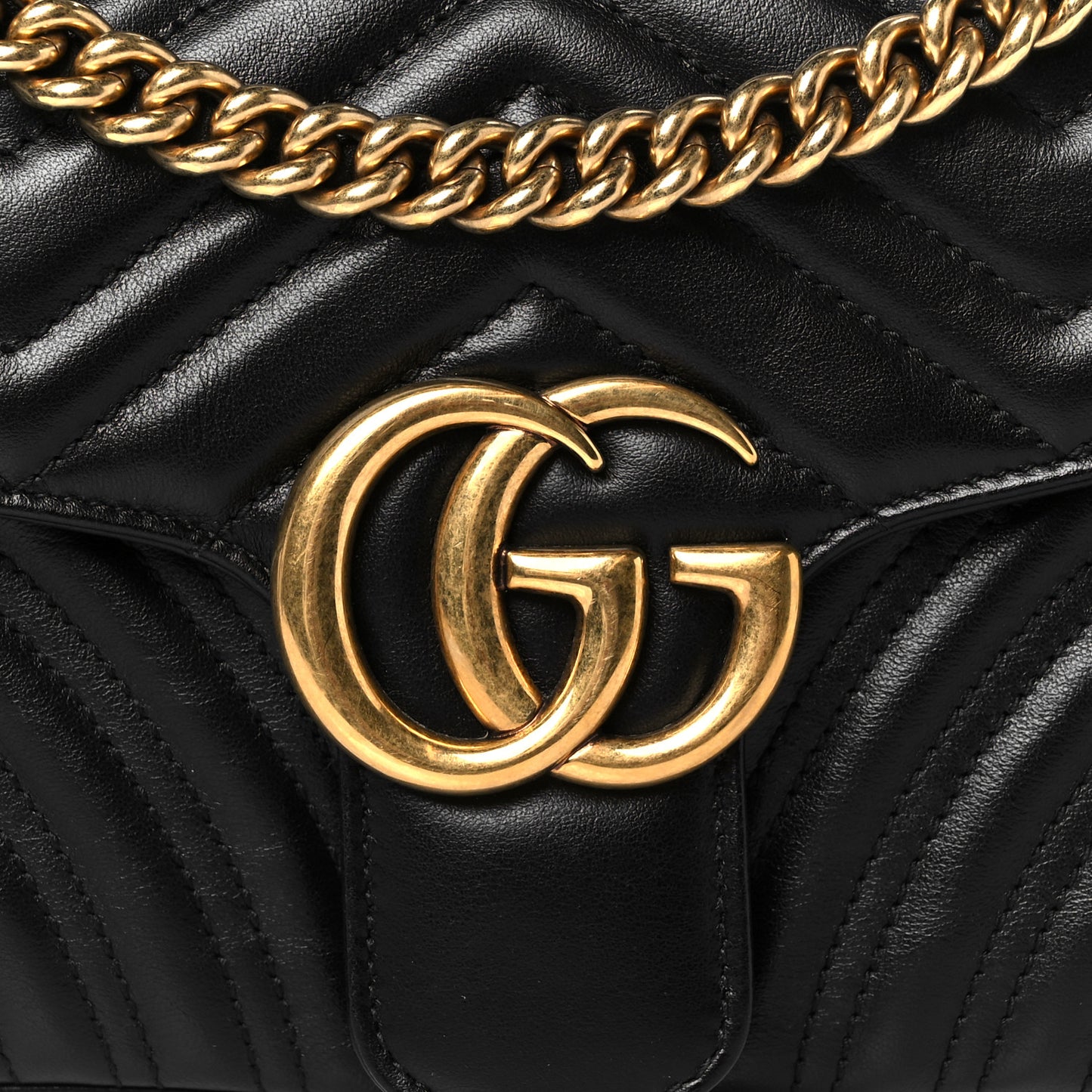 Calfskin Matelasse Small GG Marmont Shoulder Bag Black
