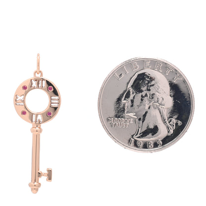 Tiffany 18K Rose Gold Ruby Atlas Pierced Key Pendant 2 of 3