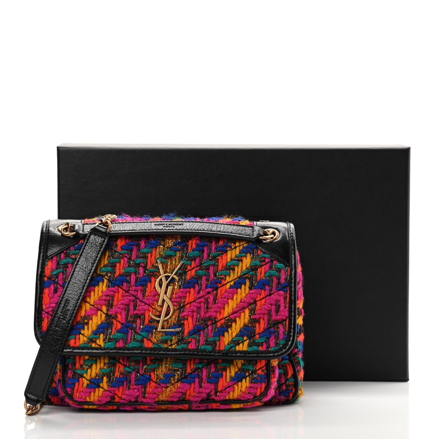 Saint Laurent Tweed Calfskin Matelasse Monogram Medium Niki Chain Satchel Multicolor 12 of 12