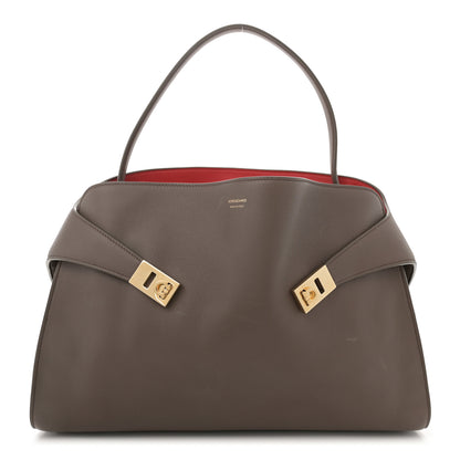 Salvatore Ferragamo Calfskin Large Hug Soft Bicolor Shoulder Bag Clay Flame Red 1 of 13