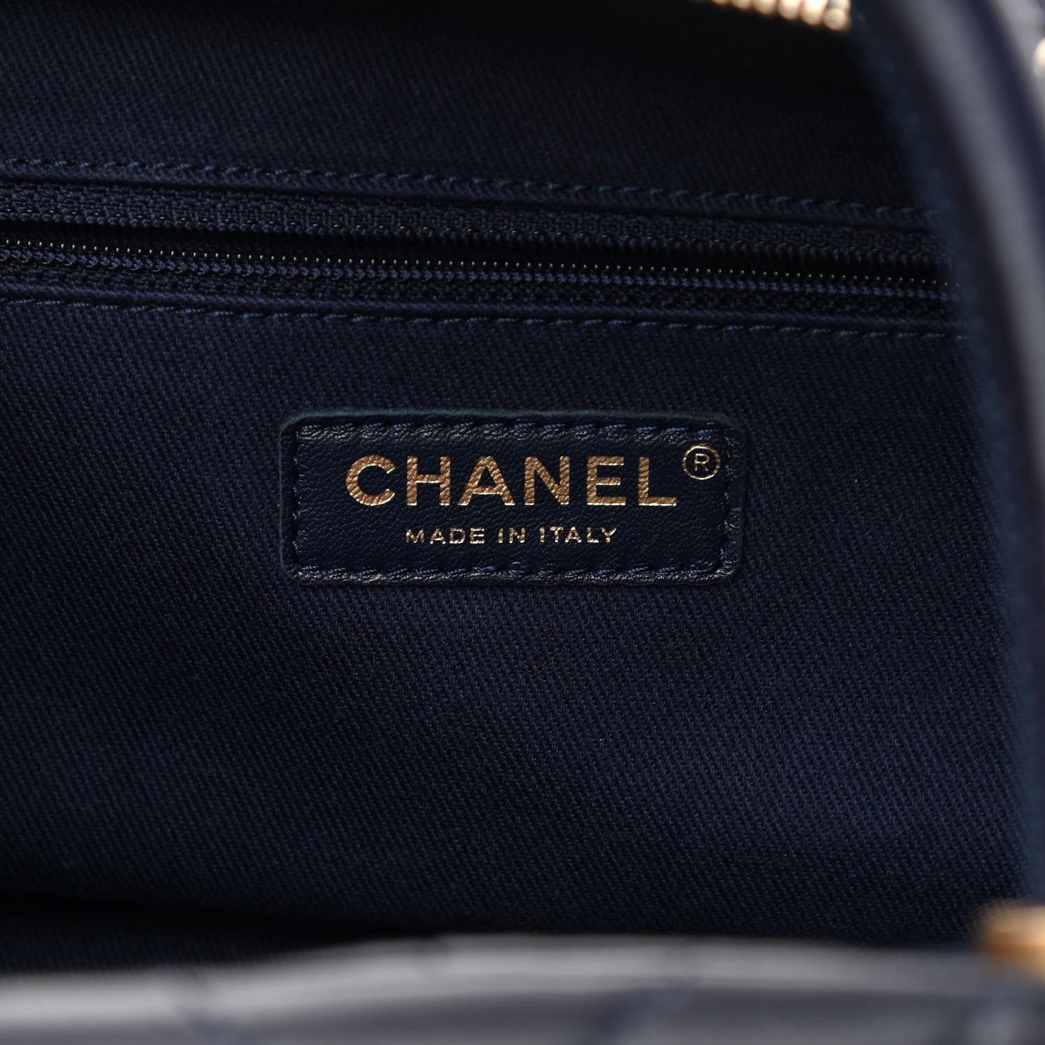 Chanel Glazed Calfskin Chevron Small Bowling Bag Navy 5 of 12