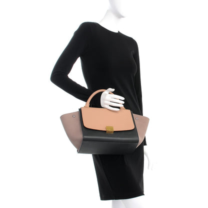 Celine Smooth Calfskin Nubuck Small Tri-Color Trapeze Nude 3 of 13